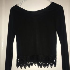 Lace Bottom trim black long sleeve